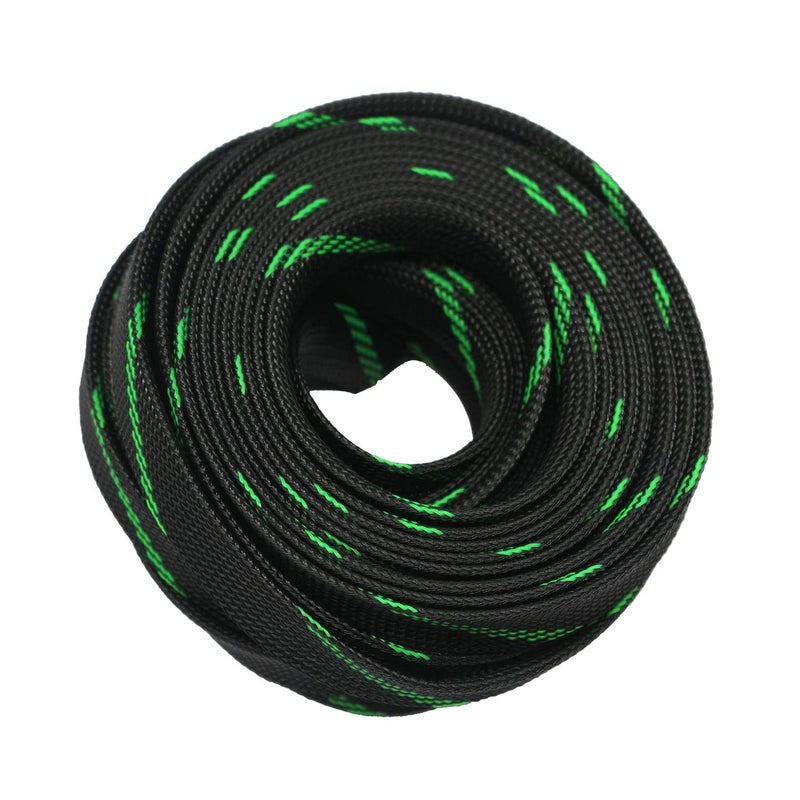 CBAZY 30ft PET Expandable Sleeving Wire Cable Sleeve (3/5", Green&Black) - Image 1